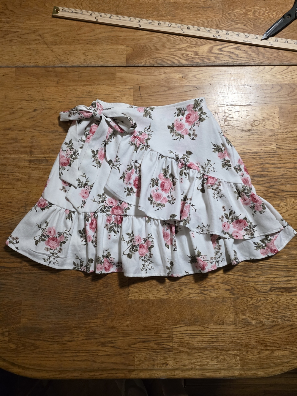 Altar'd State Cottagecore Wrap Mini Skirt with Pink Floral Print